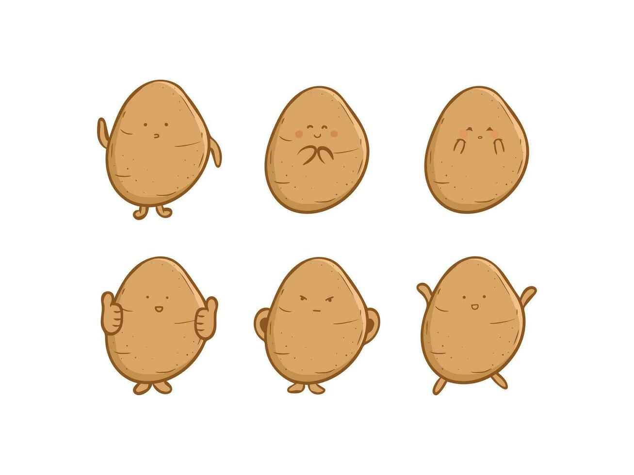 Set cute potato cartoon illustration vector