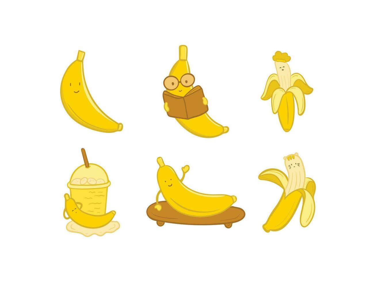 Cute Banana Cartoon Illustration Vector