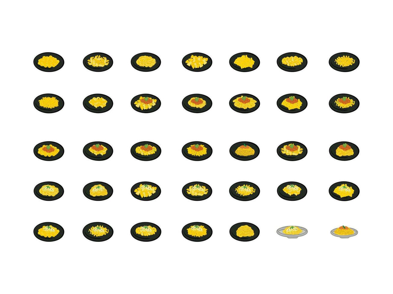 Set spaghetti on a black plate vector