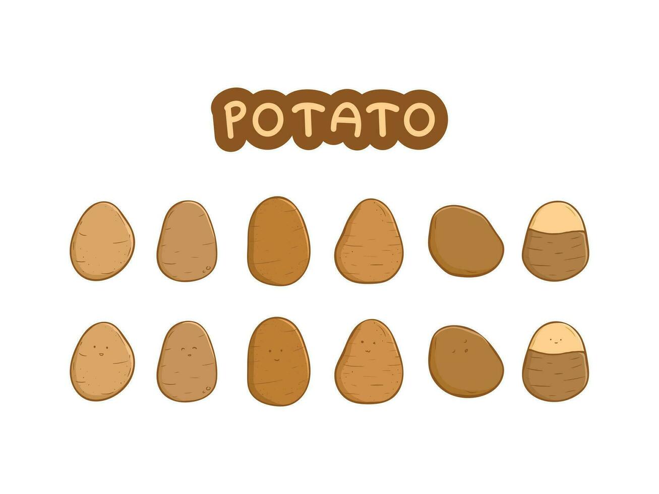 Set cute potato cartoon illustration vector
