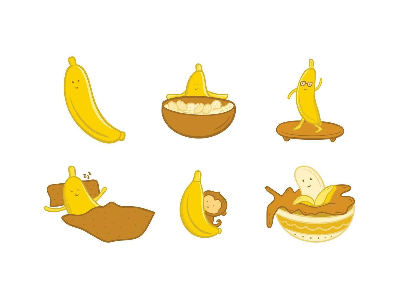 Cute Banana Cartoon Illustration Vector