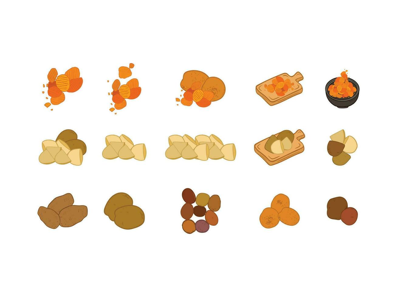 Set cute potato cartoon illustration vector