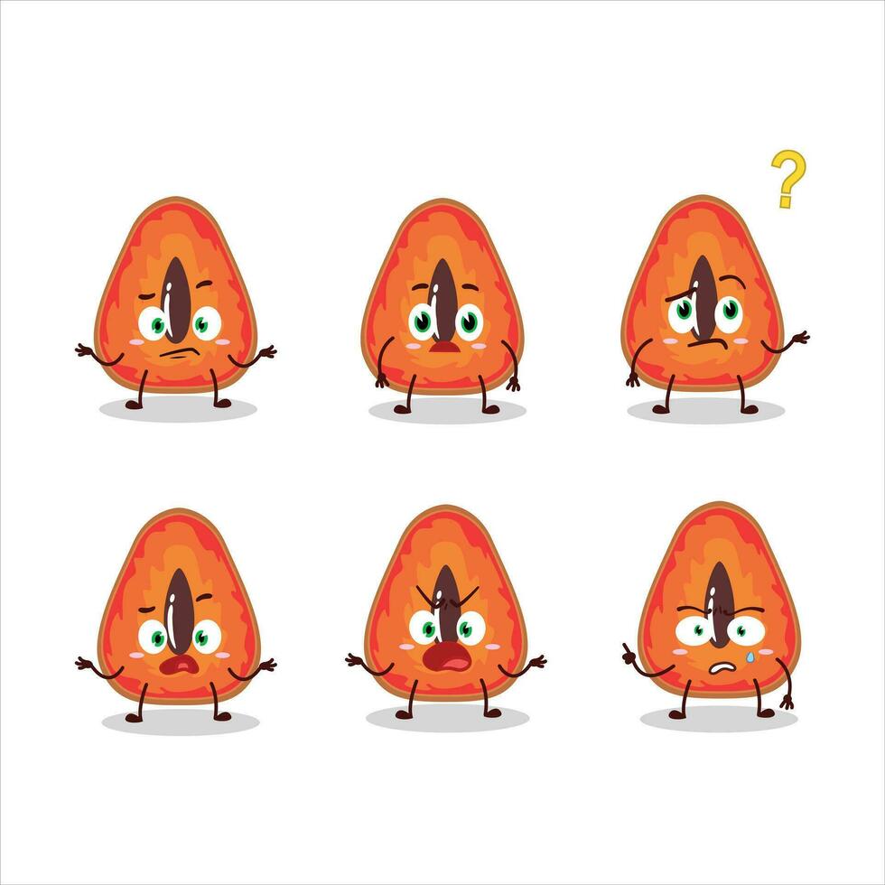 Cartoon character of slice of mamey with what expression vector