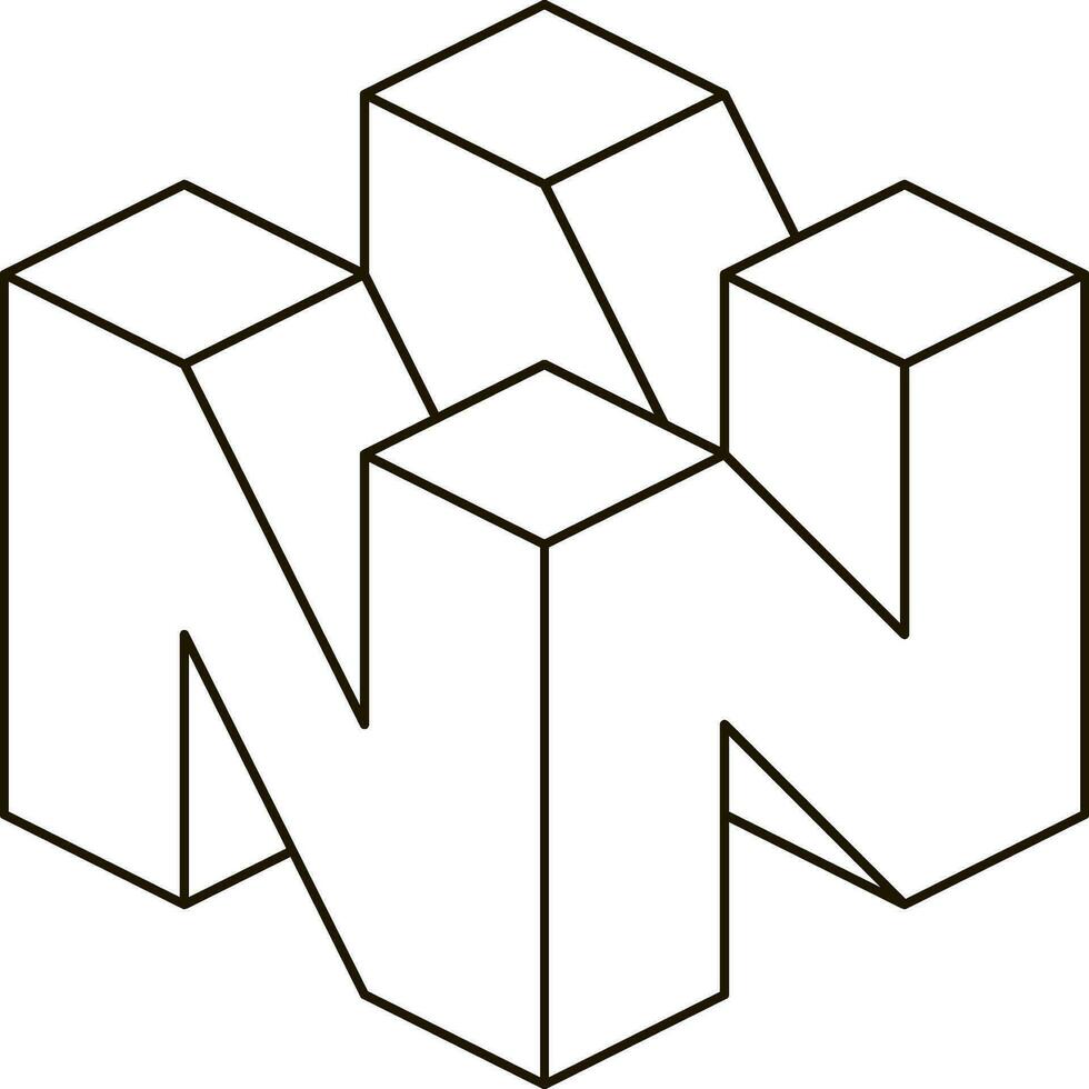 3D Letter N isometry letter N advertising or logo isometry vector