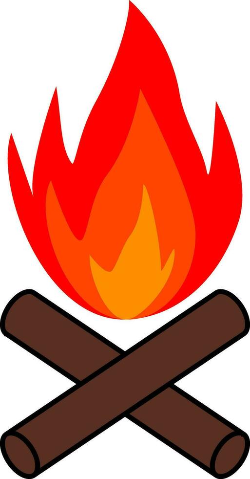 Simple bonfire icon  burning logs,  campfire balefire, smudge vector