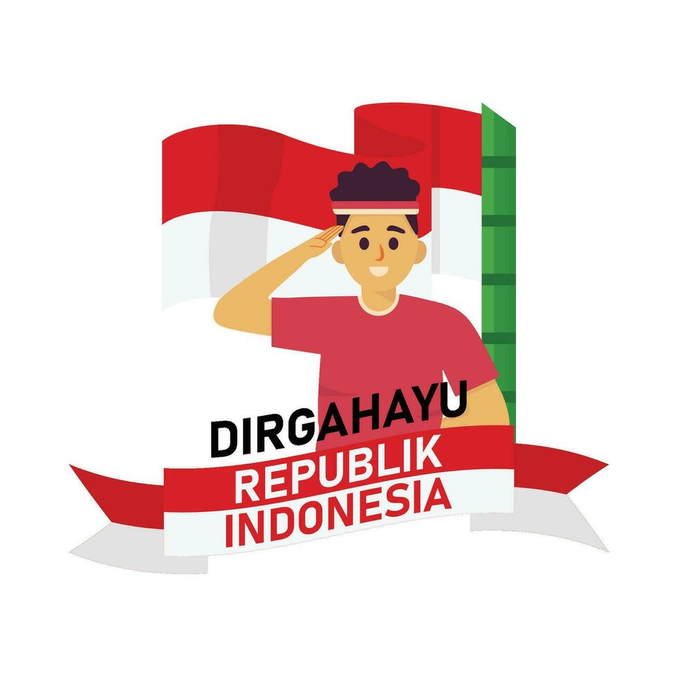 People who are respectful commemorating the independence of Indonesia vector