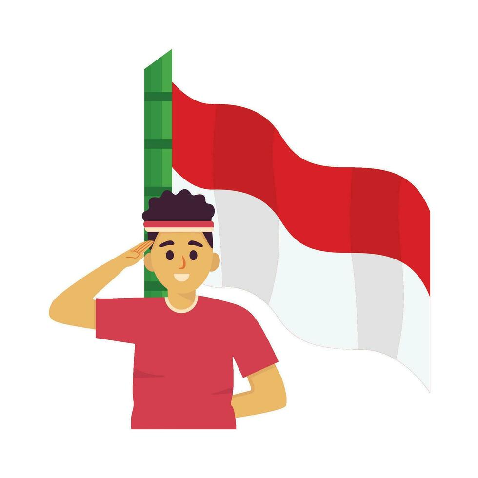 People who are respectful commemorating the independence of Indonesia vector