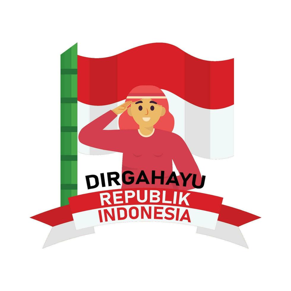 People who are respectful commemorating the independence of Indonesia vector