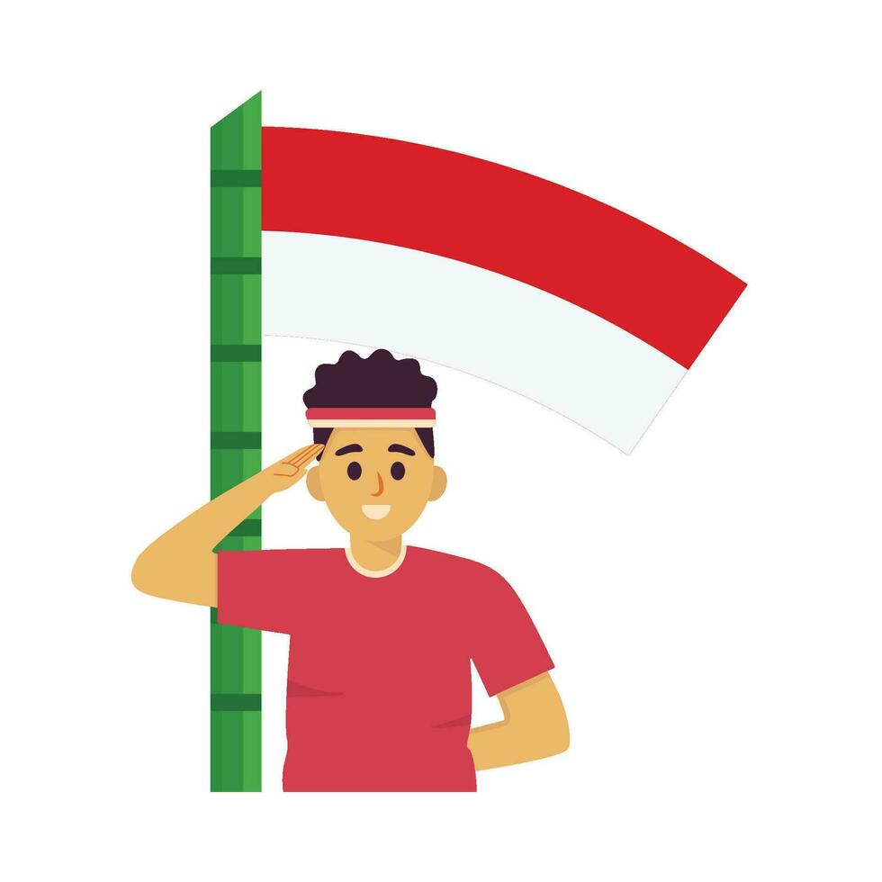 People who are respectful commemorating the independence of Indonesia vector