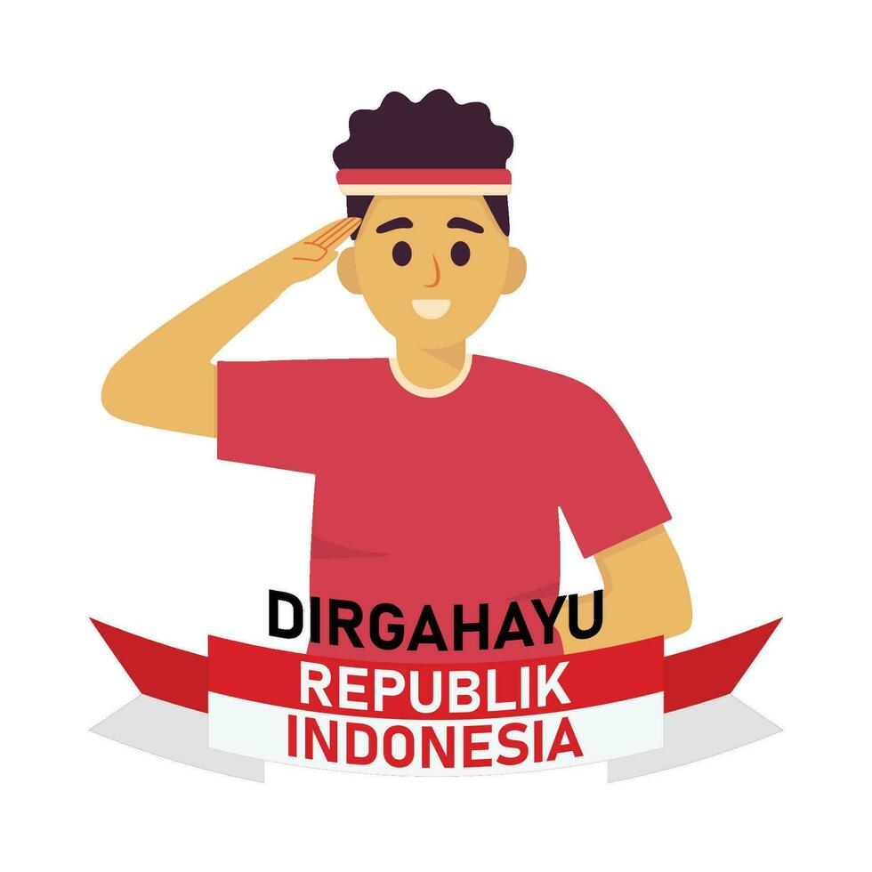 People who are respectful commemorating the independence of Indonesia vector