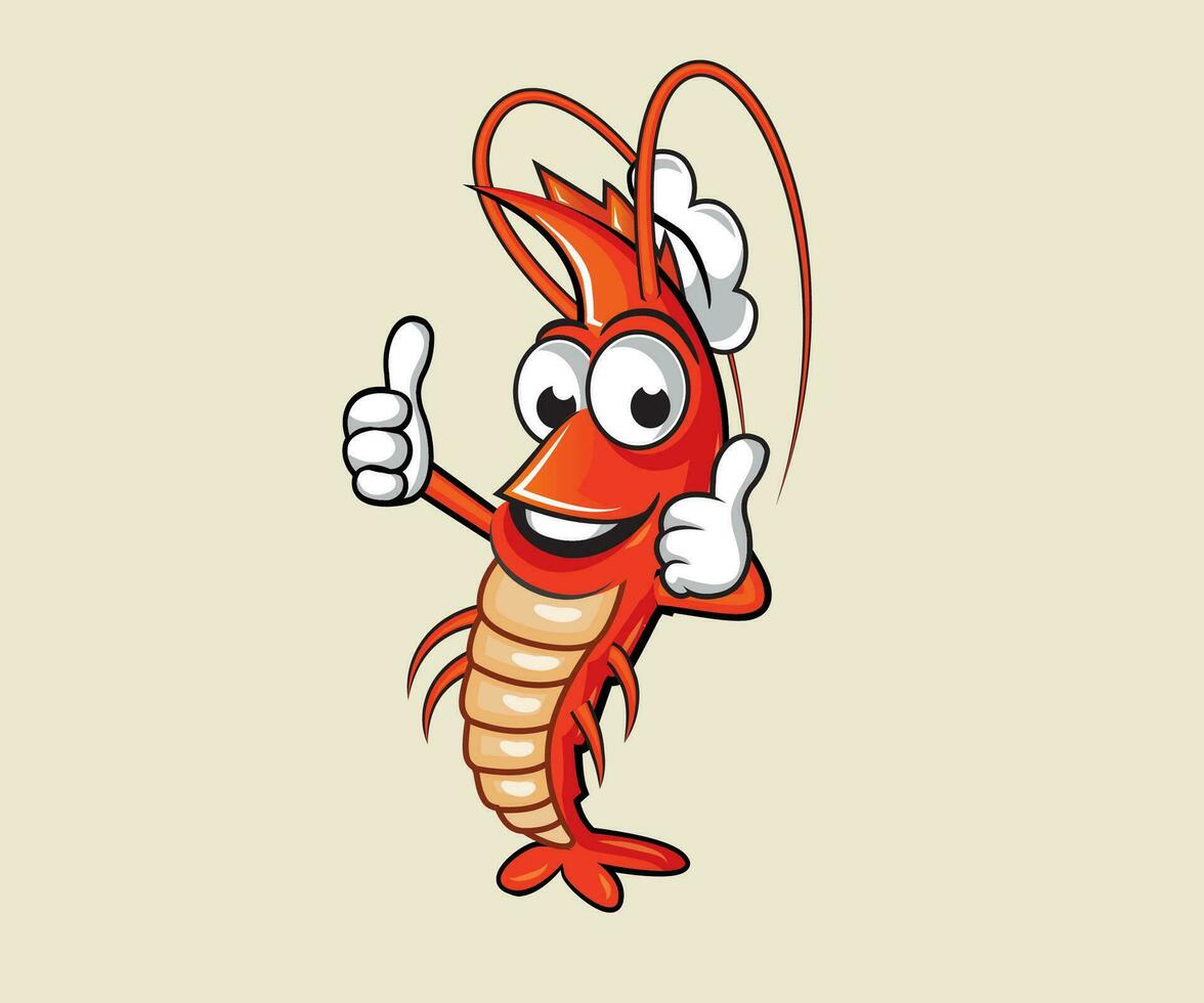 mascota camarón personaje diseño camarón mascota vector
