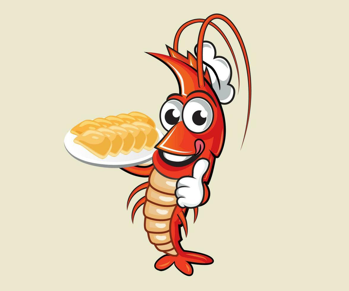 Mascot Shrimp Character design  Shrimp Mascot vector