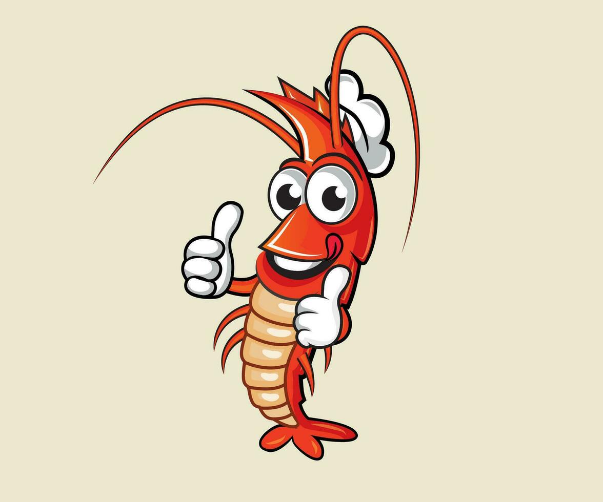 Shrimp chef character design, Shrimp mascot, vector design