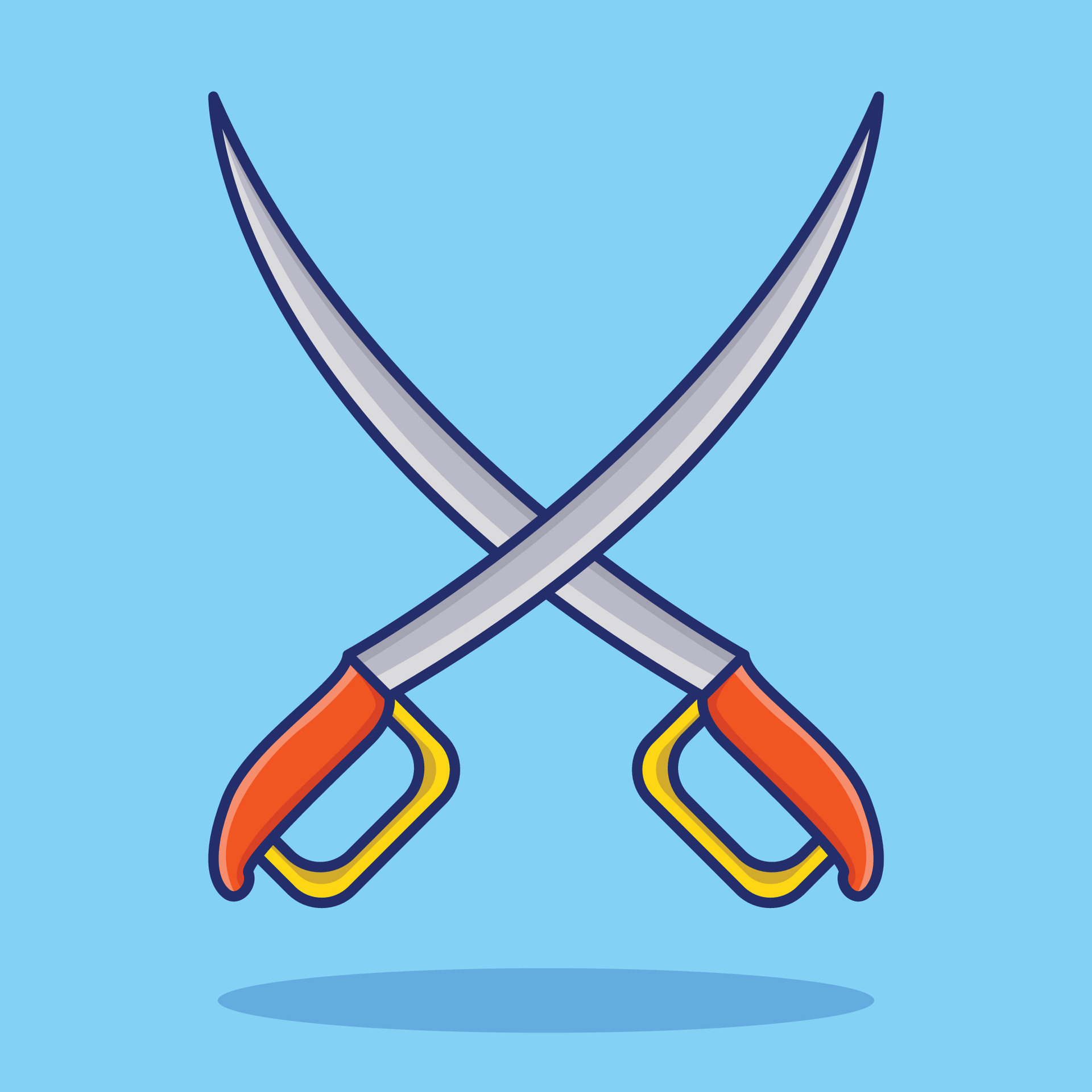 Crossed Swords - Vector Cartoon Illustration Royalty-Free Stock Image -  Storyblocks