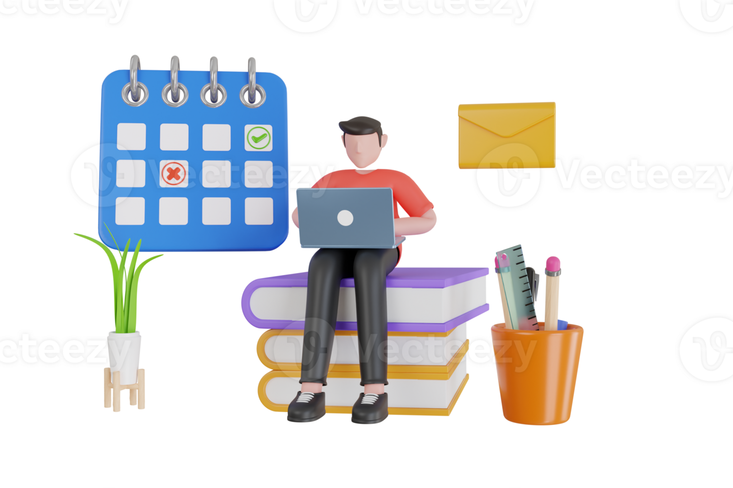Email management 3d illustration. concept of sending email, promotion and digital marketing. 3d illustration png