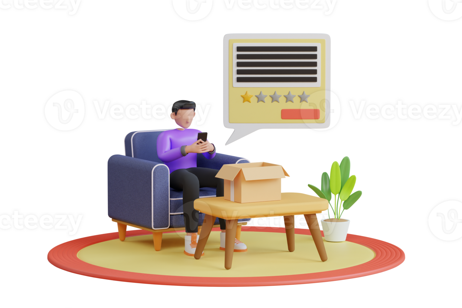 Customers giving a negative review of the product on the online store. bad rating and negative reviews concept. 3d illustration png