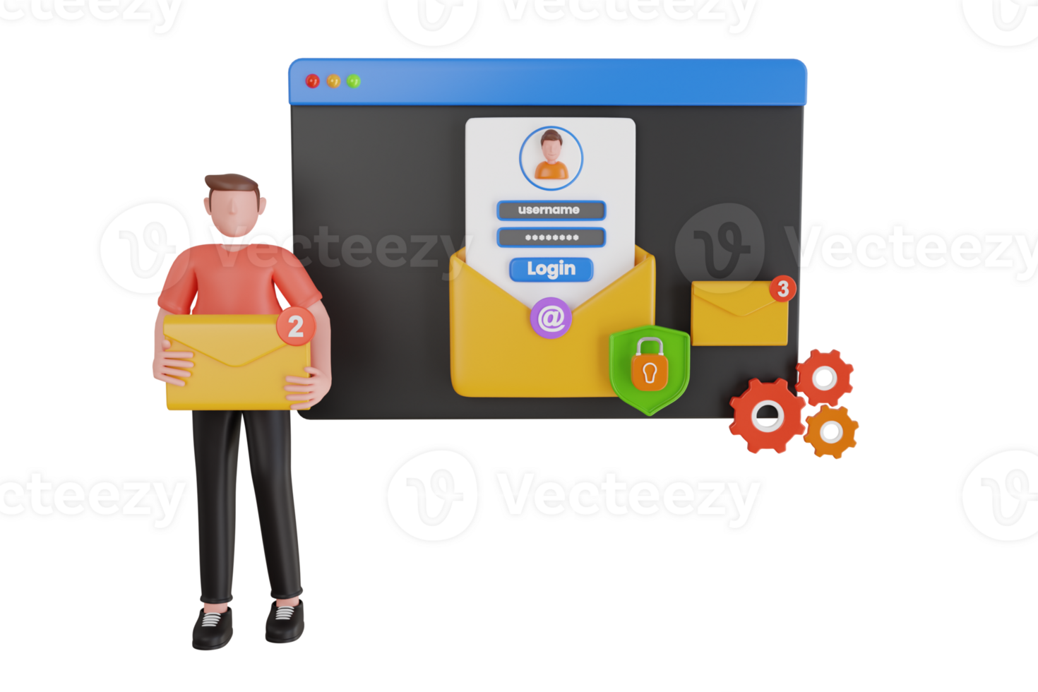 3d illustration of encryption of emails, data security, protection and authentication. Email encryption ensures the privacy and security of email communications png