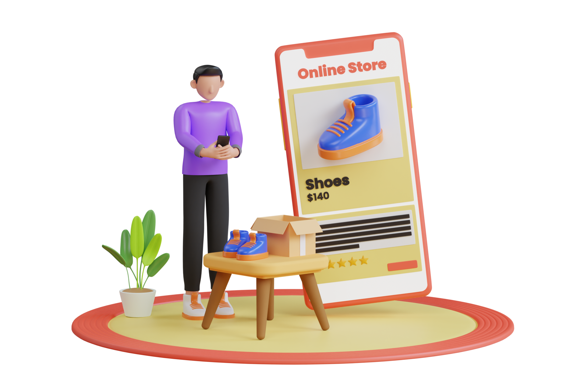 Man Shopping Online On Website With Smartphone And Giving Five Stars man-shopping-online-on-website-with-smartphone-and-giving-five-stars