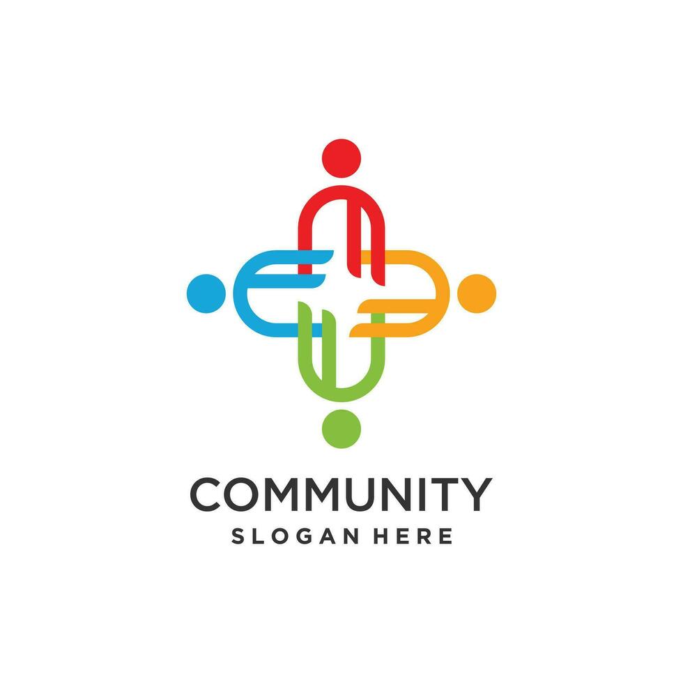 comunidad logo diseño con moderno creativo idea vector