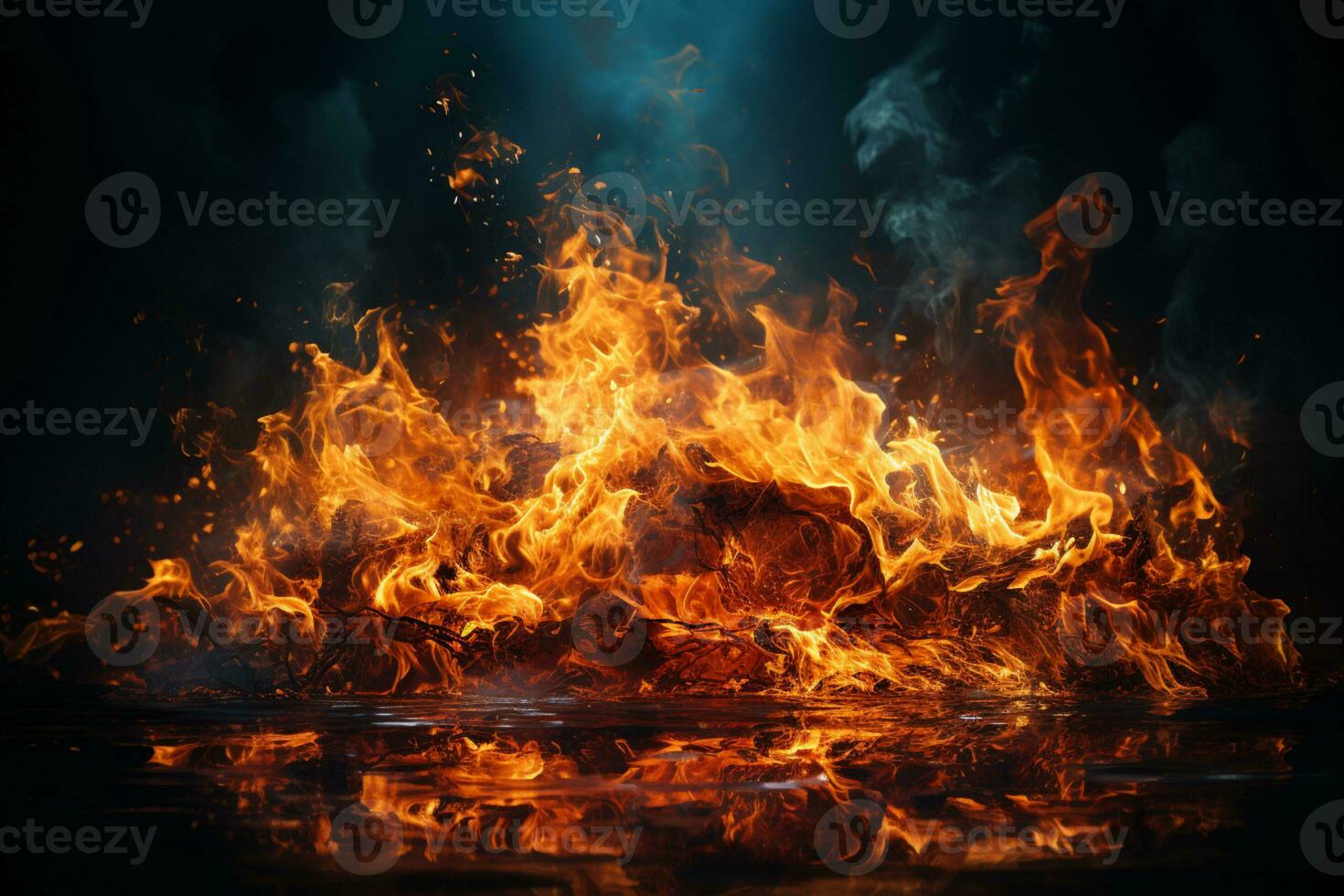 a close up of a fire with flames photo