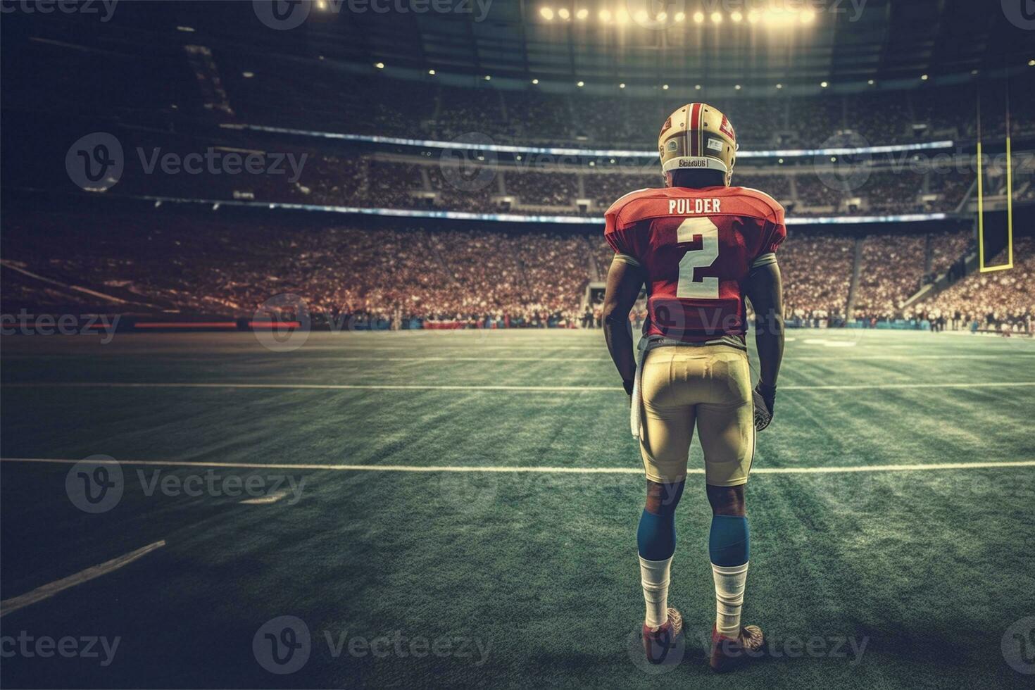American Football Player ready to play at huge stadium photo