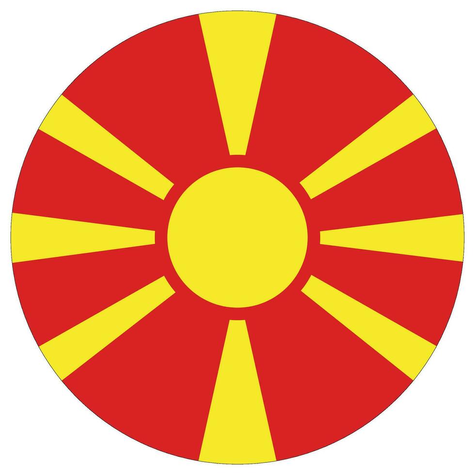 North Macedonia flag circle shape. Flag of North Macedonia round shape vector