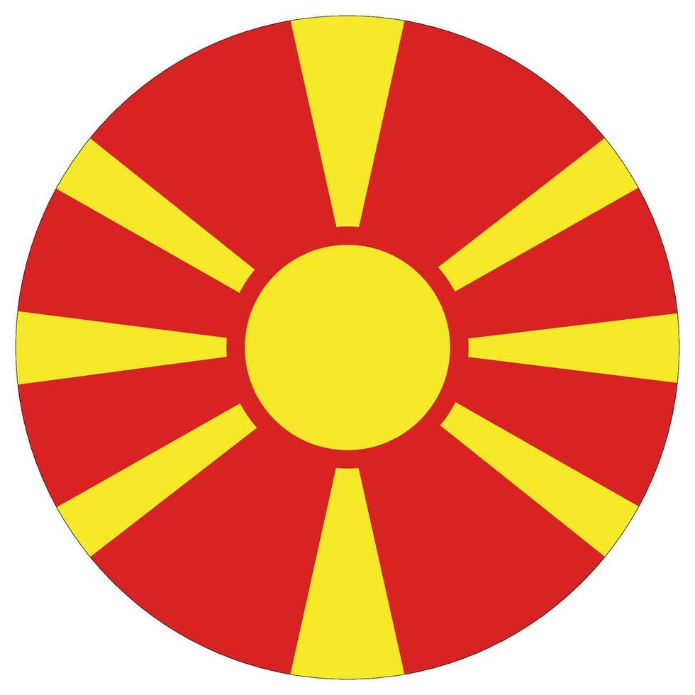 norte macedonia bandera circulo forma. bandera de norte macedonia redondo forma vector