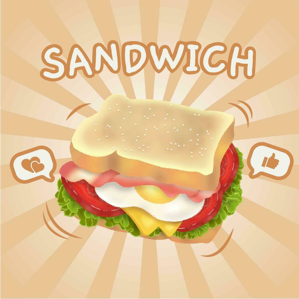 Sandwich Fast Food HandDrawn Illustrations Sticker Pack vector