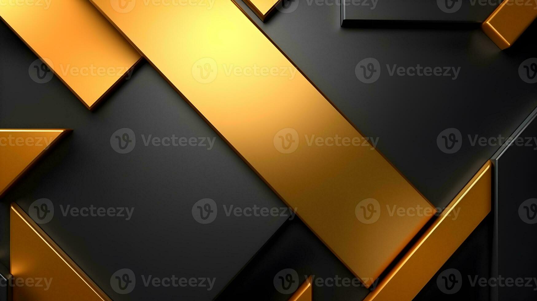 black and gold abstract background.  geometric shape abstract background black and gold with light reflection looks elegant. photo