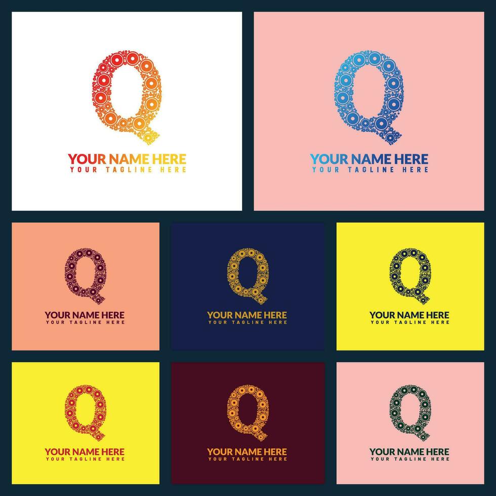 Q letter logo and q text logo and q word logo design. vector