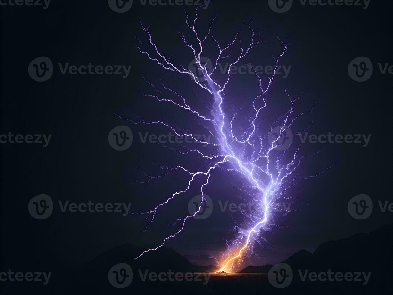 Lightning strike over mountain range. Thunderstorm lightning strike over mountain range photo