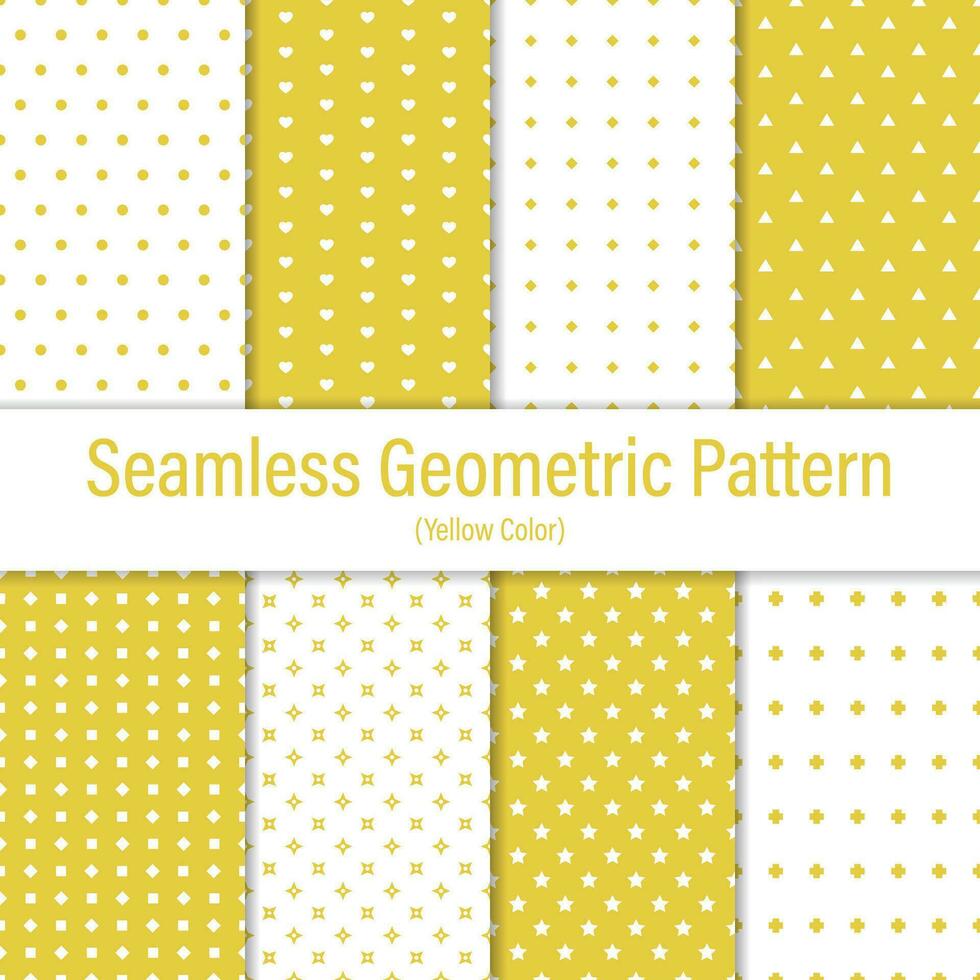 Yellow And White Seamless Geometric Pattern Set vector