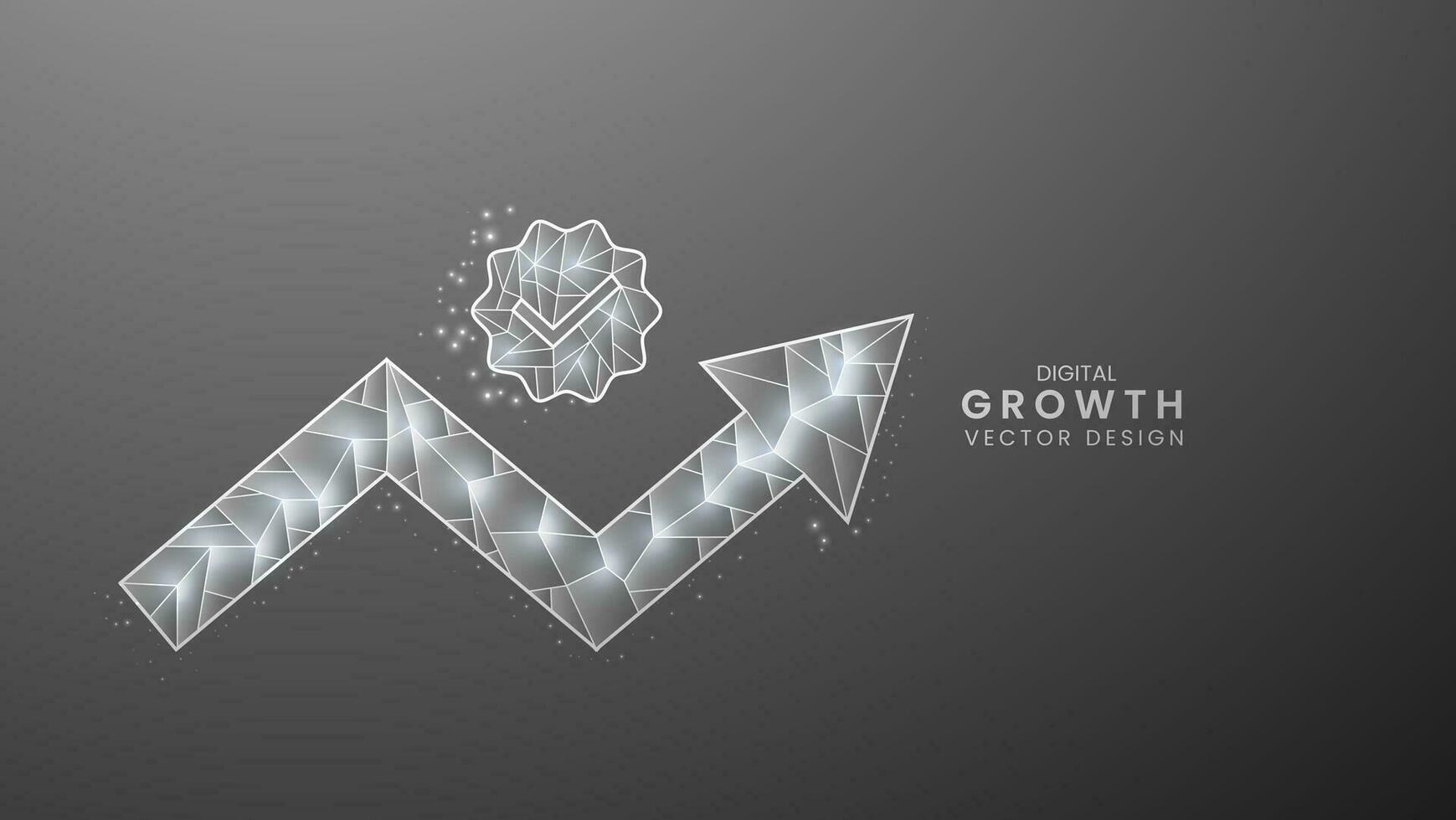 Business arrow up growth and success of strategy. Approve check. Low poly style vector illustration