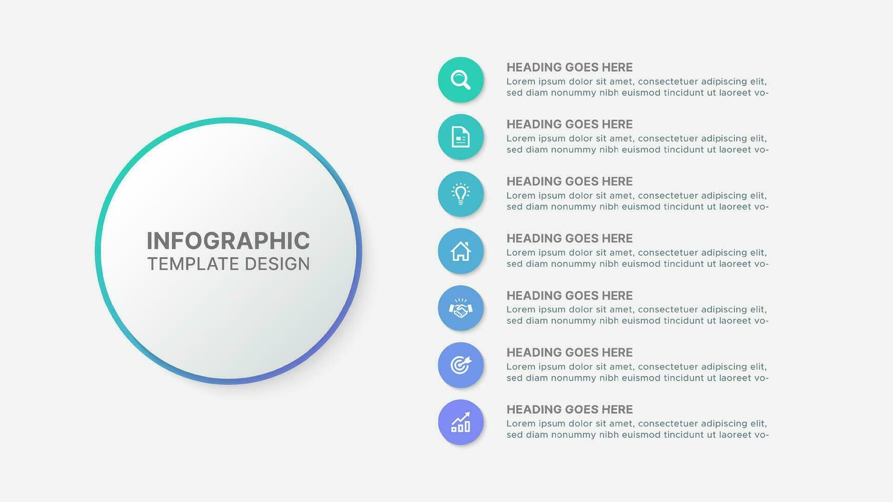 circulo infografía diseño modelo con Siete opciones vector