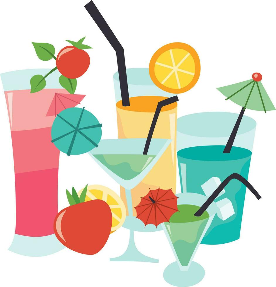 Cartoon Cocktail Beverage Group vector