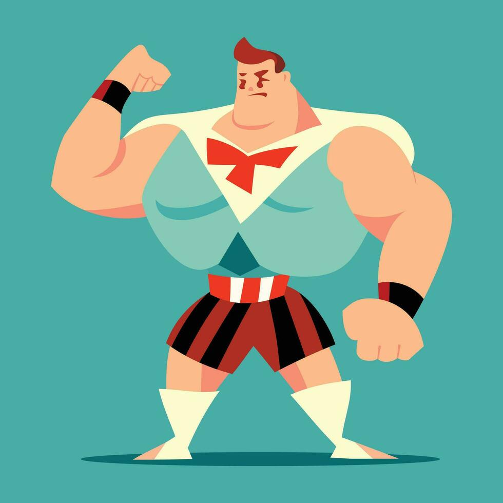 Cartoon Retro Circus Strong Man vector