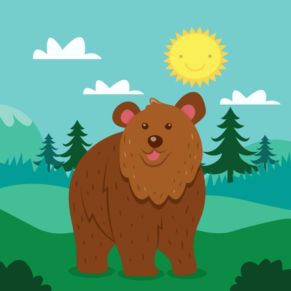 dibujos animados linda oso en salvaje vector