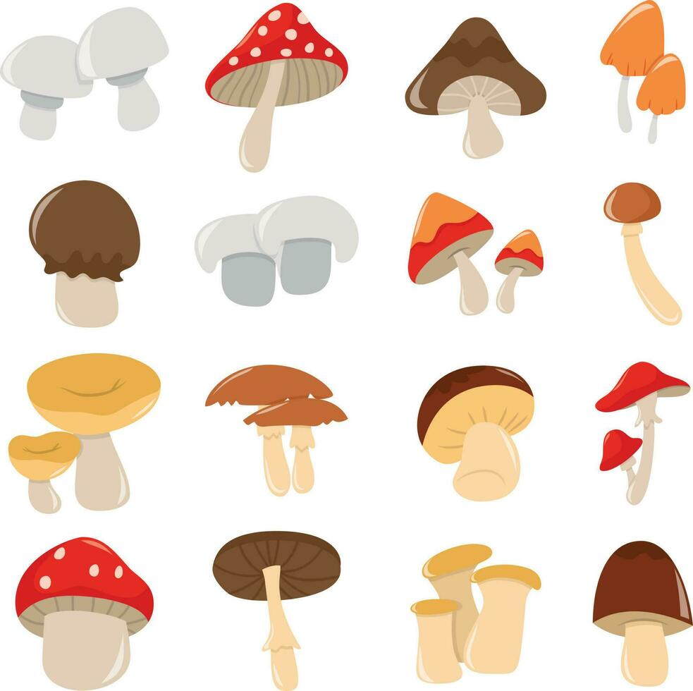 Cartoon Mushrooms Set vector
