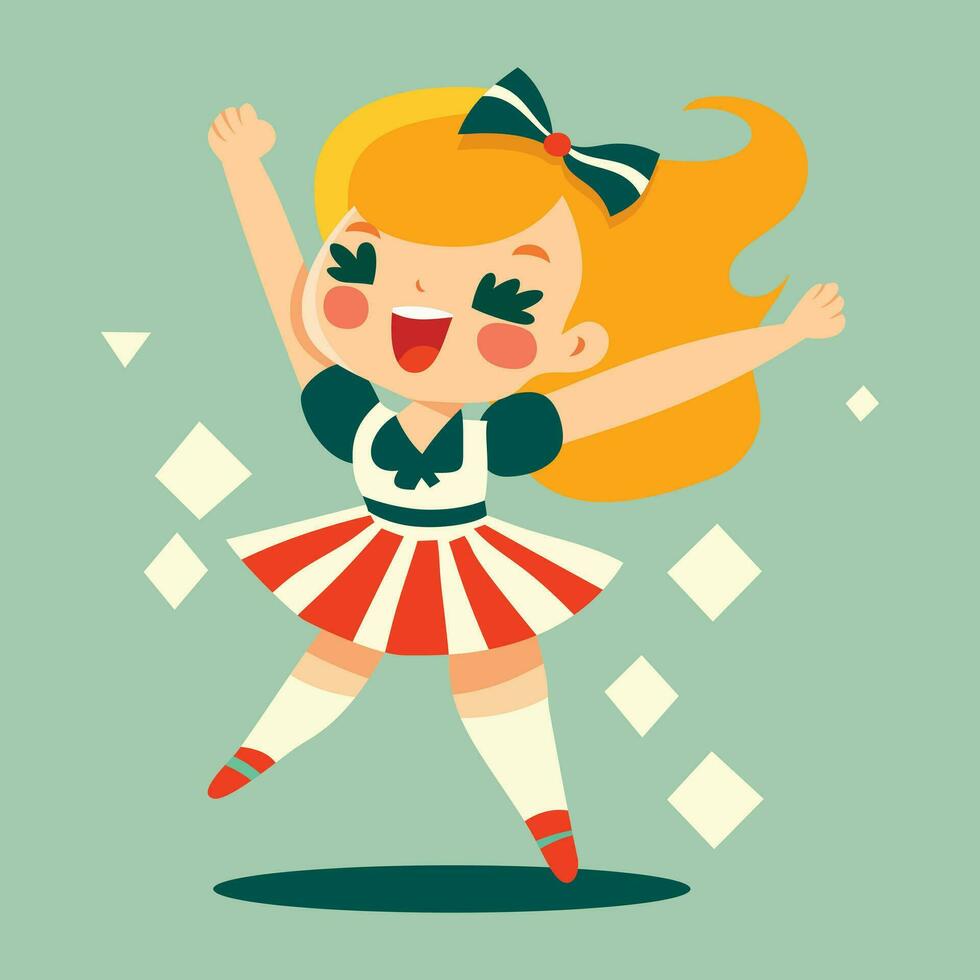 cute happy blonde cheerleader girl vector