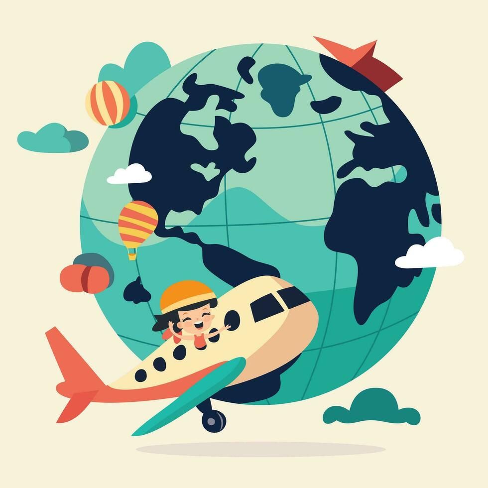 travel theme globe vector
