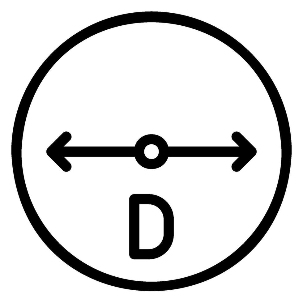 diámetro línea icono vector