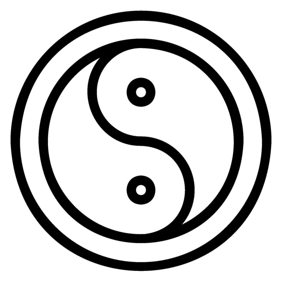 yin yang línea icono vector