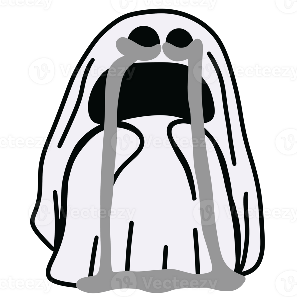 Halloween cartoon symbols hand drawns black and white icon character illustration. Isolated on transparent background. png
