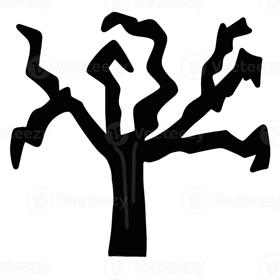 Halloween cartoon symbols hand drawns black and white icon character illustration. Isolated on transparent background. png