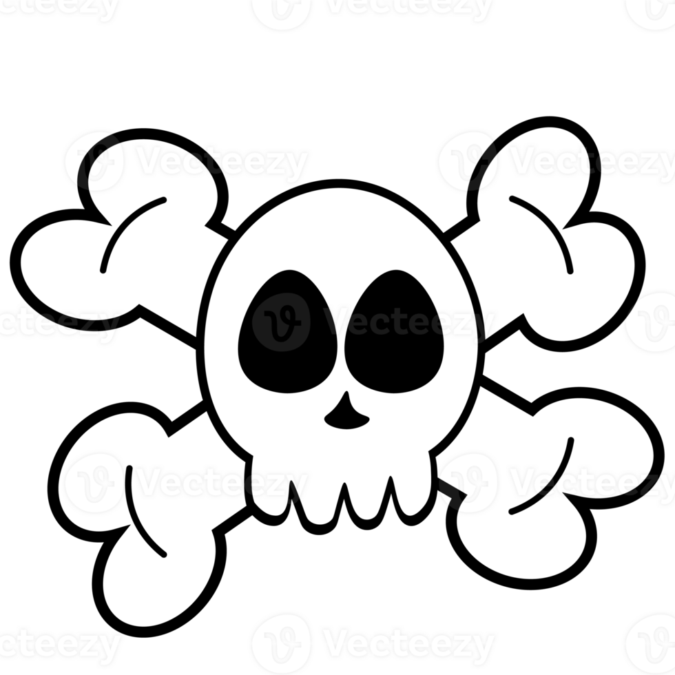 Halloween cartoon symbols hand drawns black and white icon character illustration. Isolated on transparent background. png
