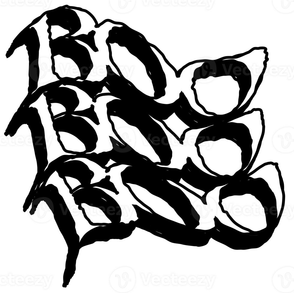 Halloween cartoon symbols hand drawns black and white icon character illustration. Isolated on transparent background. png