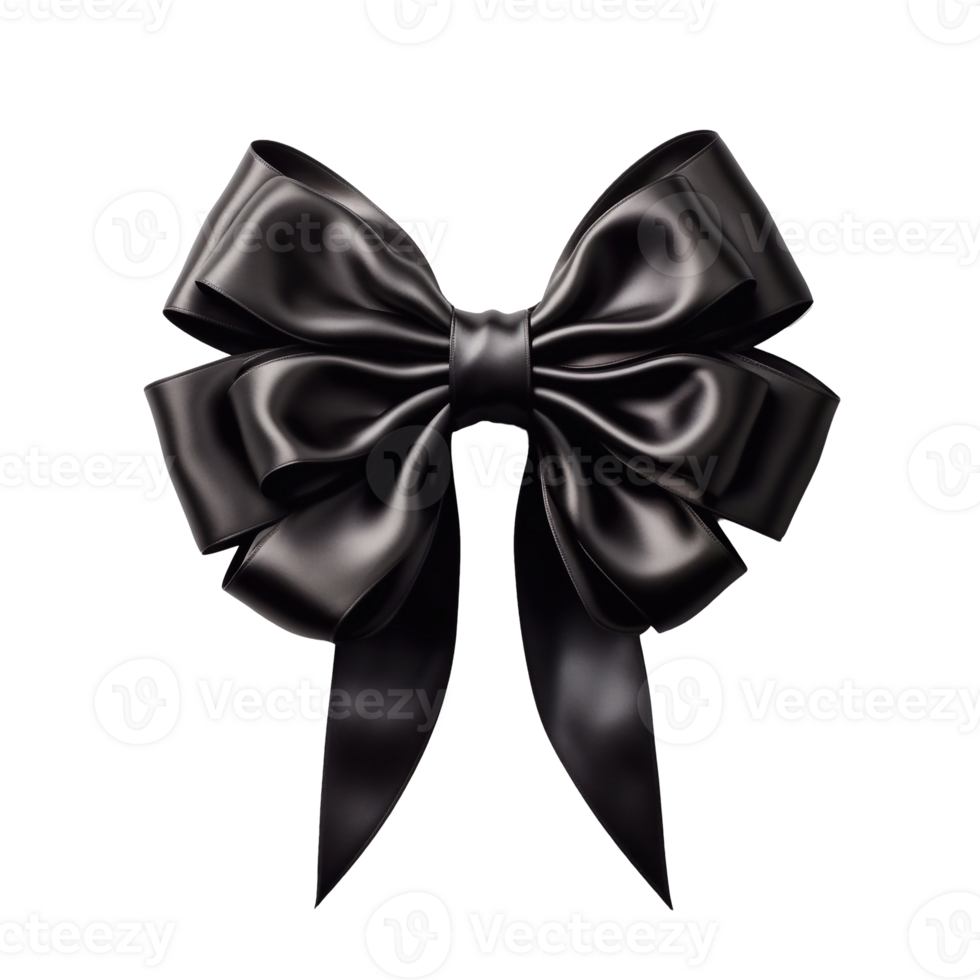 Black silk bow isolated. Concept of black friday, discounts and sales.AI Generated png