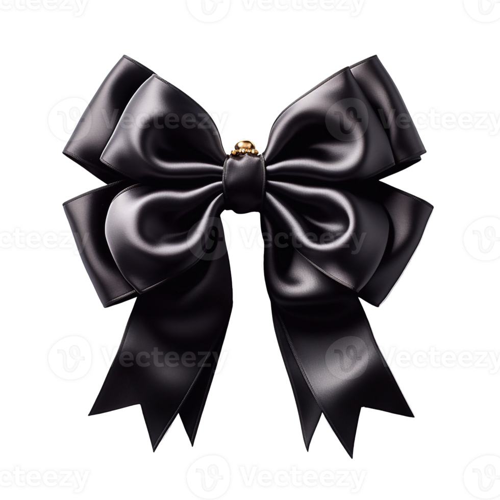 Black silk bow isolated. Concept of black friday, discounts and sales.AI Generated png