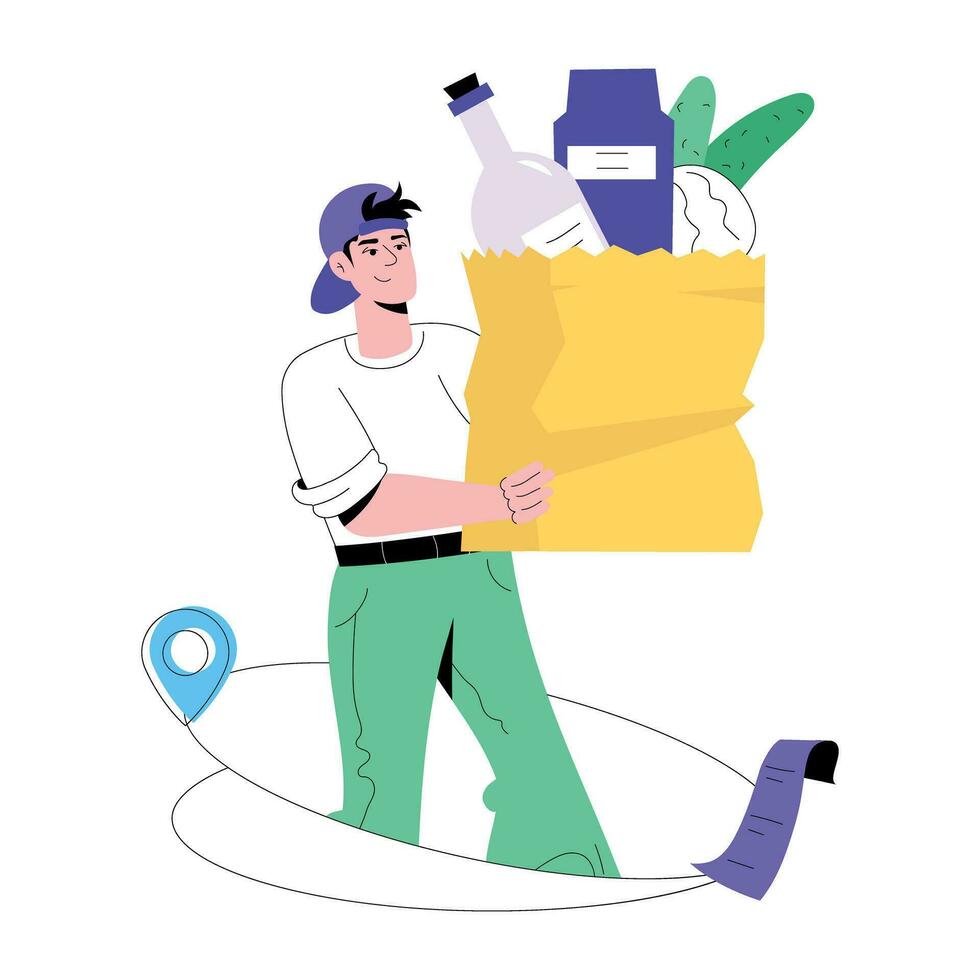 Trendy Grocery Delivery vector