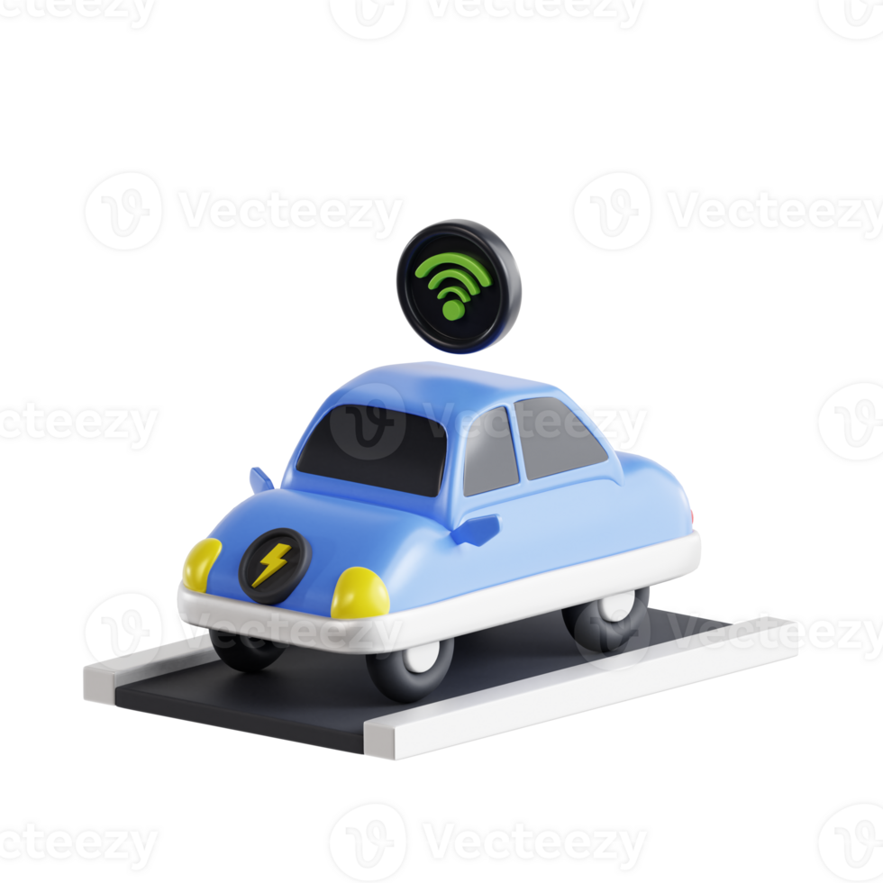 3d rendre électrique voiture signal icône illustration png